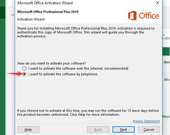 Office 2019 Phone Activation